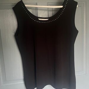 Misook Black Sleeveless Top with Silver Accents